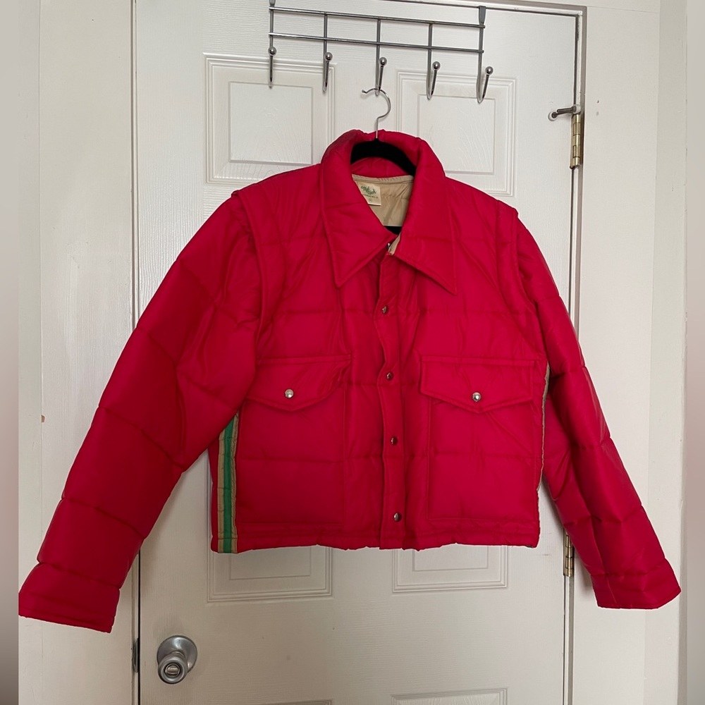 80s Vintage Mel Nick Winter Puffy Coat with removable sleeves, XL
